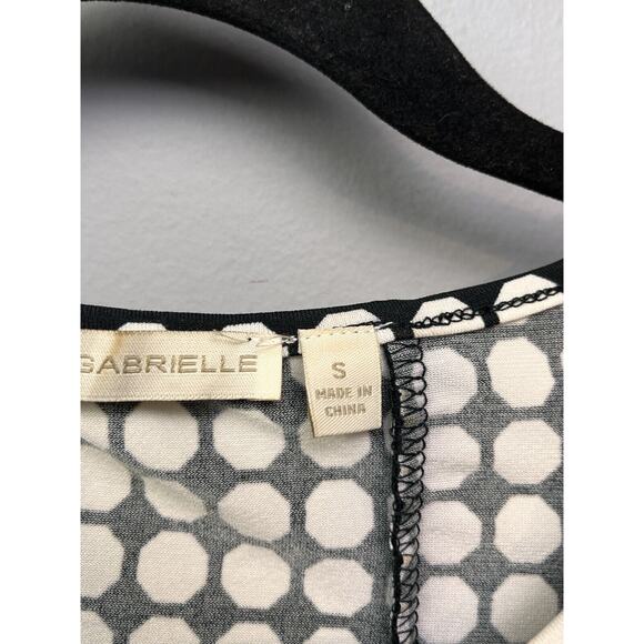 Maria Gabrielle Blouse Top Womens Small‎ Black White Cap sleeve Stretch Pleated - Picture 7 of 8